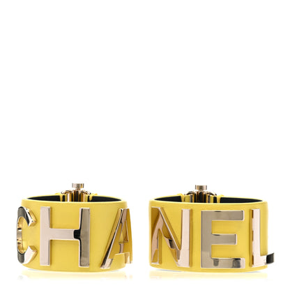 Chanel Calfskin Logo Cuff Bracelet S Yellow Gold 1 of 5