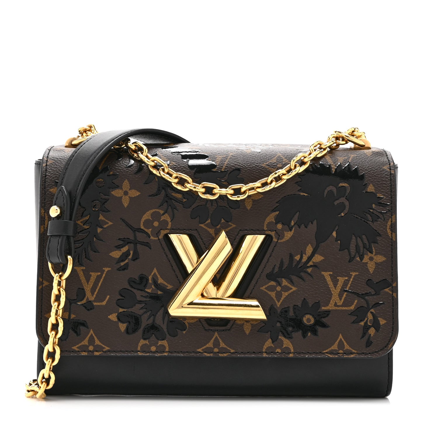 Calfskin Monogram Blossom Twist MM Black