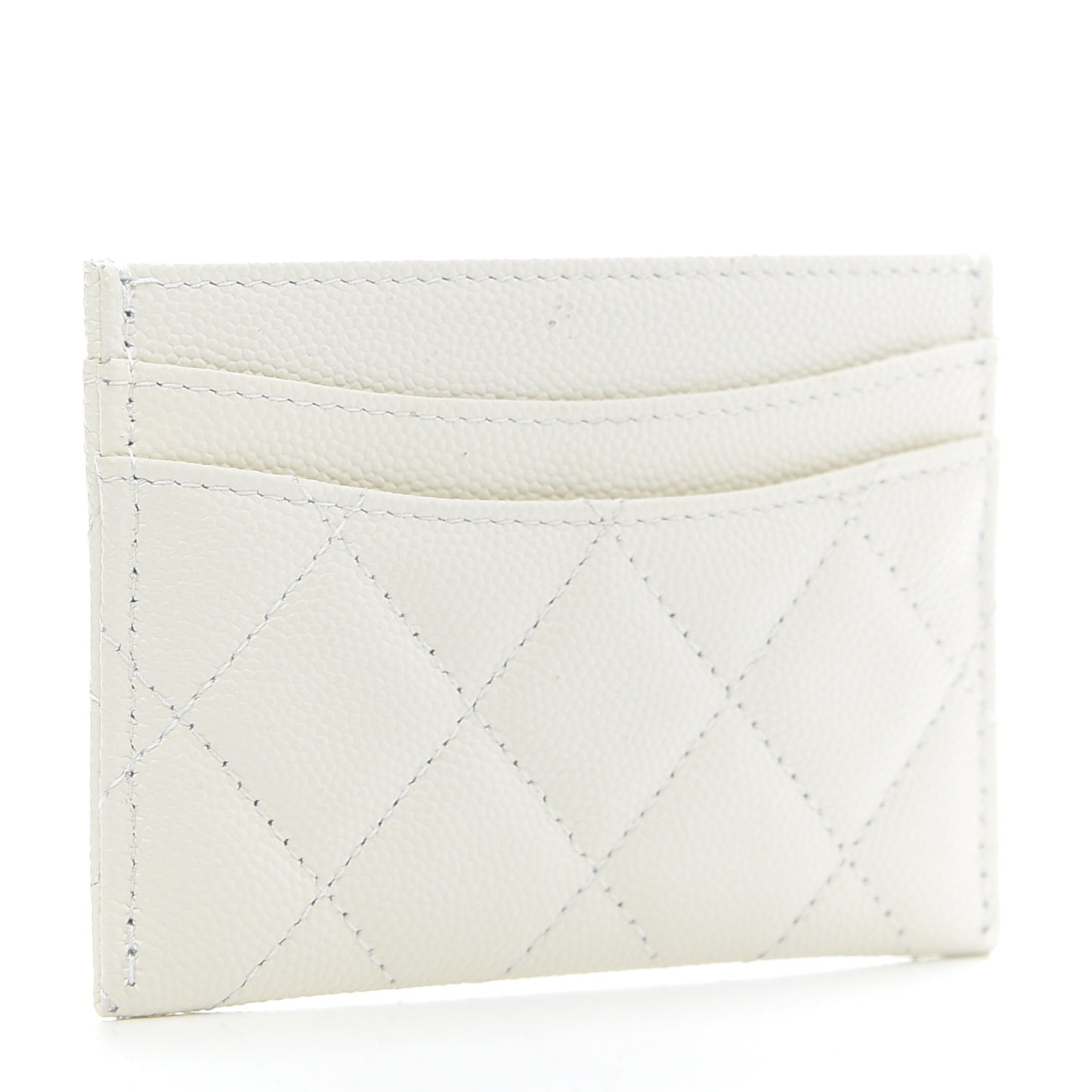 Caviar Quilted Card Holder White