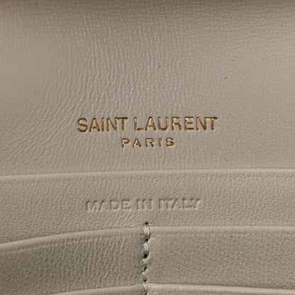 Saint Laurent Lambskin Matelasse Chevron Monogram Chain Wallet Crema Soft 6 of 10