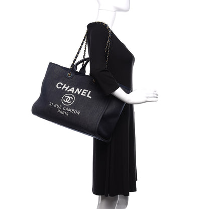 Chanel Denim Medium Deauville Tote Dark Blue 2 of 11