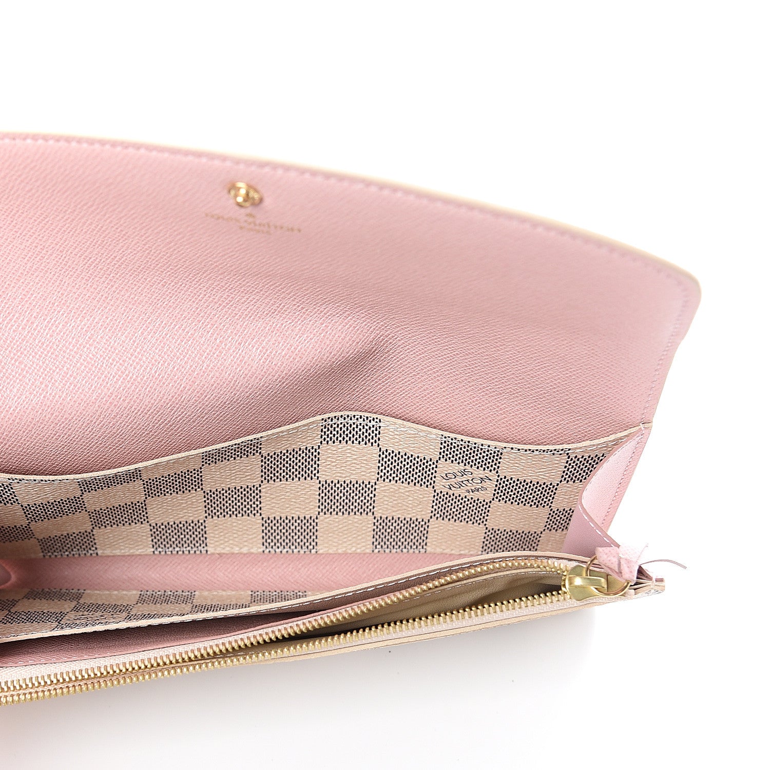 Louis Vuitton Damier Azur Emilie Wallet Rose Ballerine 4 of 5