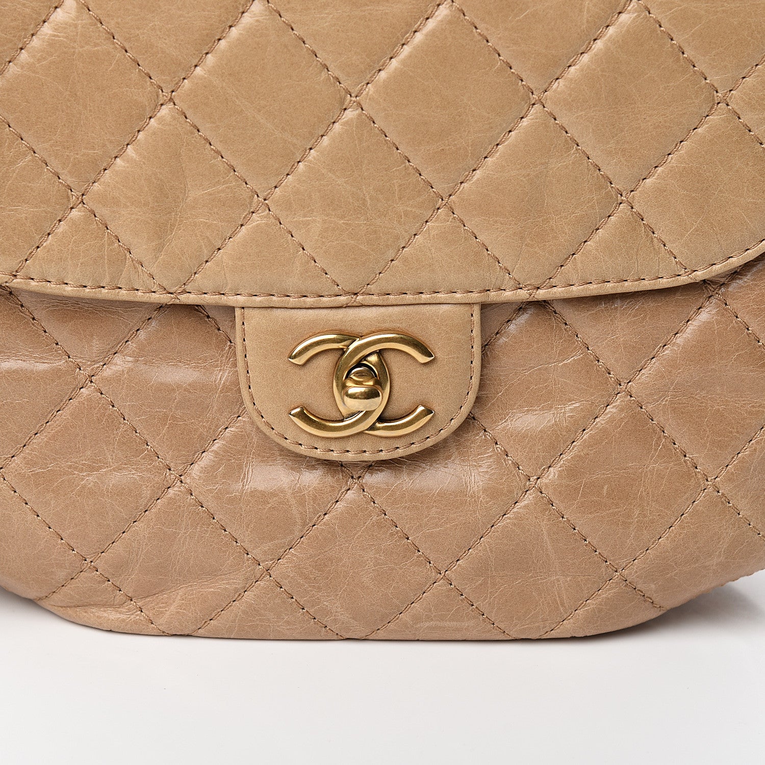 Chanel Glazed Calfskin Quilted Medium Bubble CC Flap Beige 9 of 12