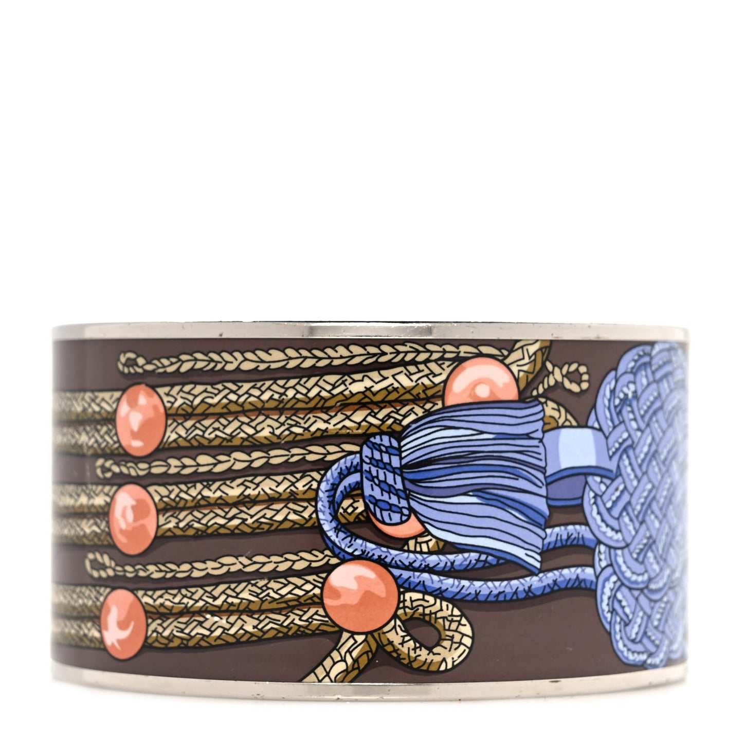 Enamel Printed Brandebourgs Extra Wide Bracelet 65 Passe Brown