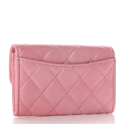 Chanel Cloudy Pearly Goatskin Quilted Flap Card Holder Wallet Pink 3 of 9