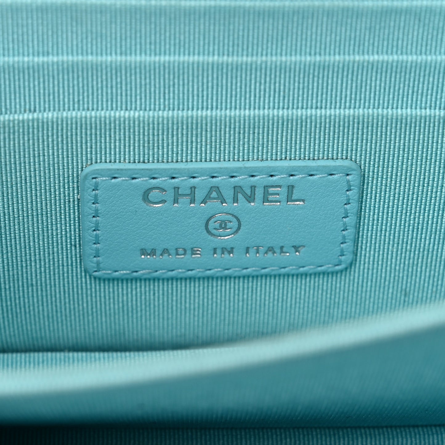 Lambskin Quilted Mini Wallet On Chain WOC Neon Blue