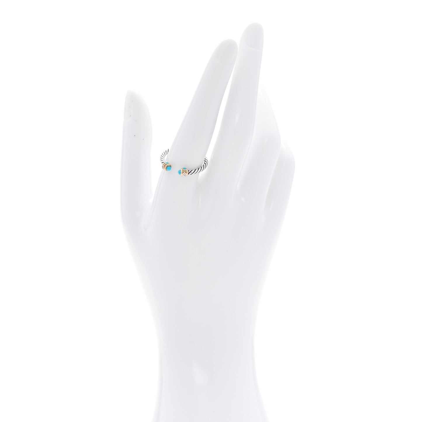 Sterling Silver 14K Yellow Gold Diamond Turquoise Renaissance Ring 57 8