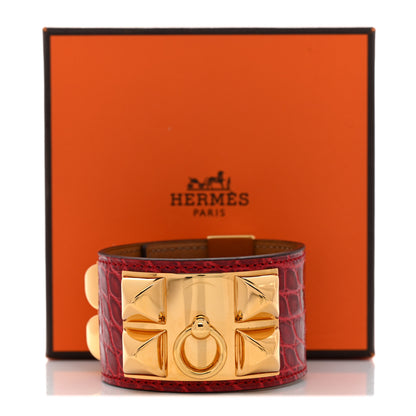 Hermes Shiny Alligator Collier De Chien CDC Bracelet Braise 7 of 7