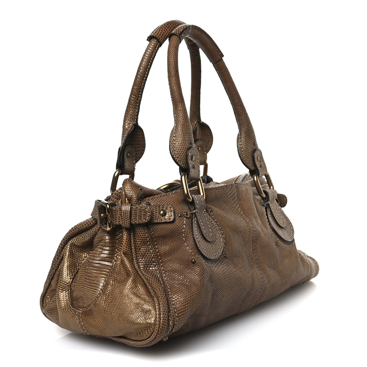 Lizard Medium Paddington Satchel Bronze
