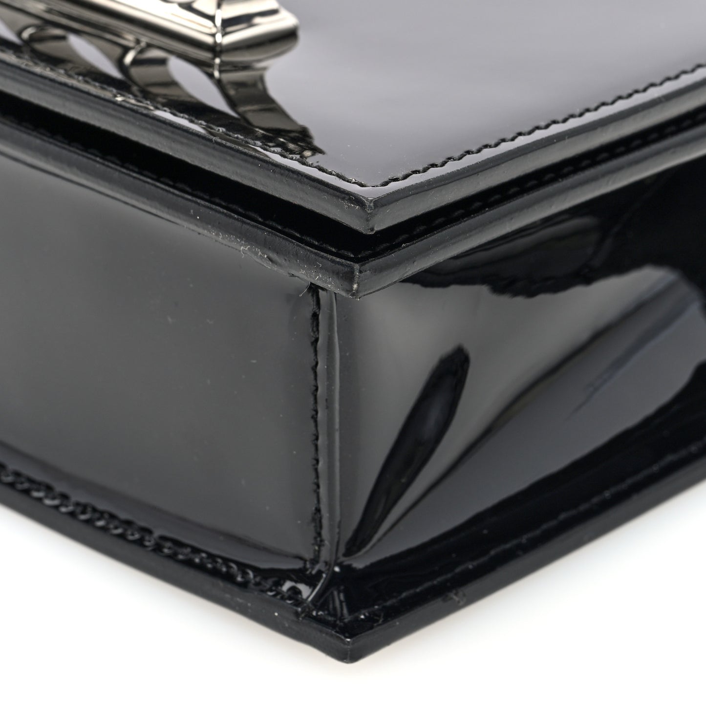 Patent Mini Jeweled Knuckle Satchel Black