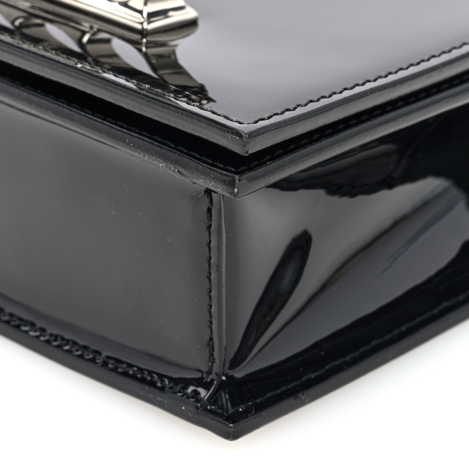 Alexander McQueen Patent Mini Jeweled Knuckle Satchel Black 9 of 10