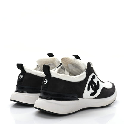 Chanel Nylon Suede Calfskin CC Sneakers 38.5 White Dark Grey 4 of 8