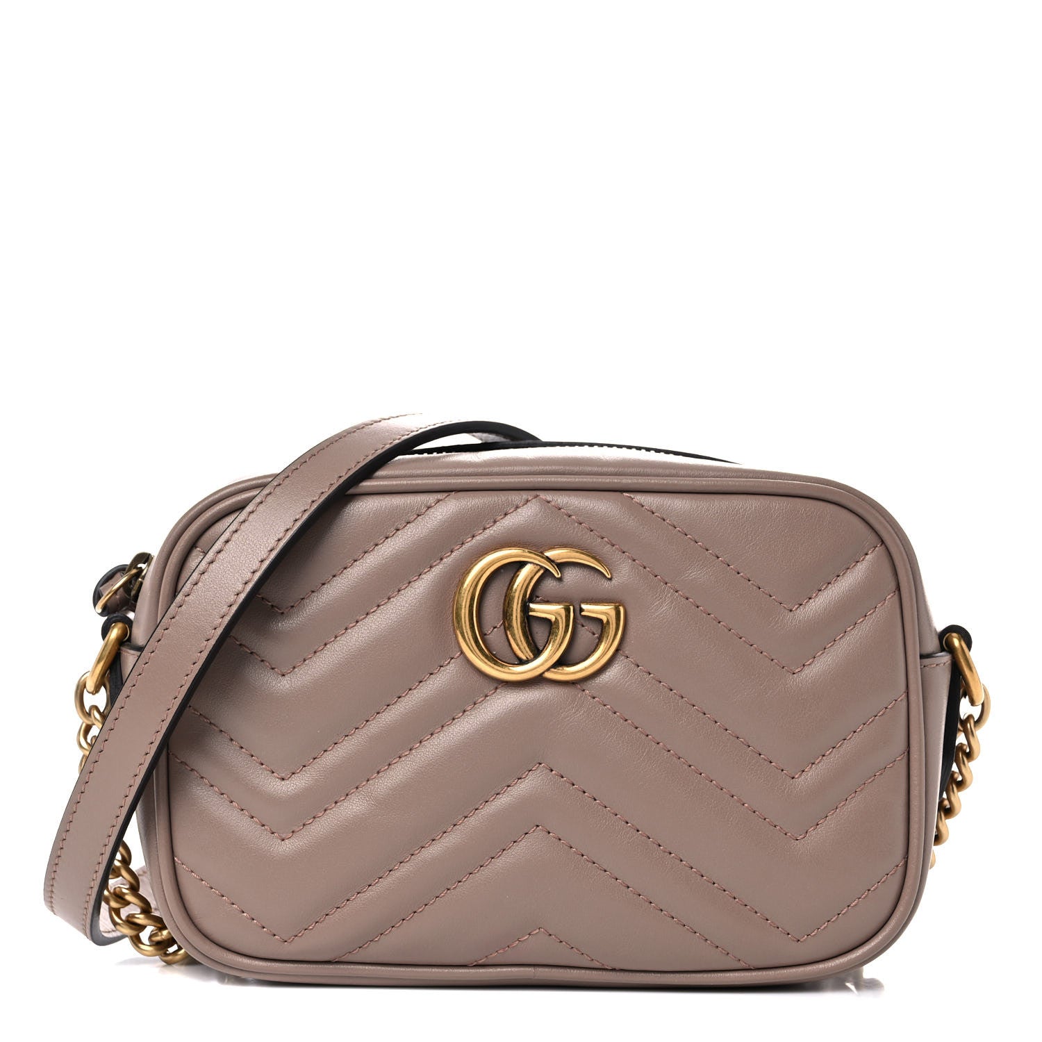 Gucci Calfskin Matelasse Mini GG Marmont Chain Shoulder Bag Porcelain Rose 1 of 11