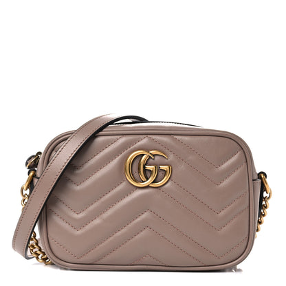 Gucci Calfskin Matelasse Mini GG Marmont Chain Shoulder Bag Porcelain Rose 1 of 11
