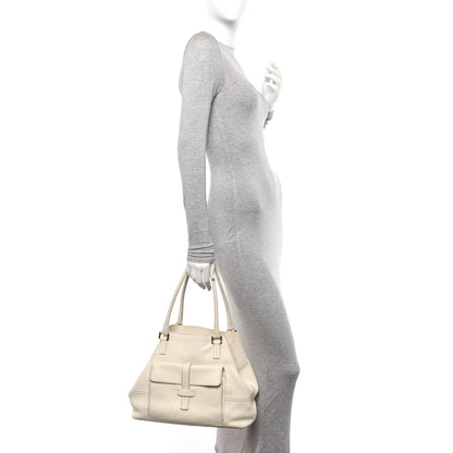 Loro Piana Grained Calfskin Globe Shoulder Bag Ivory 2 of 17