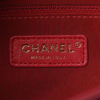 Chanel Grained Calfskin Stitched Chevron Medium Chic Top Handle Flap Red 6 of 10