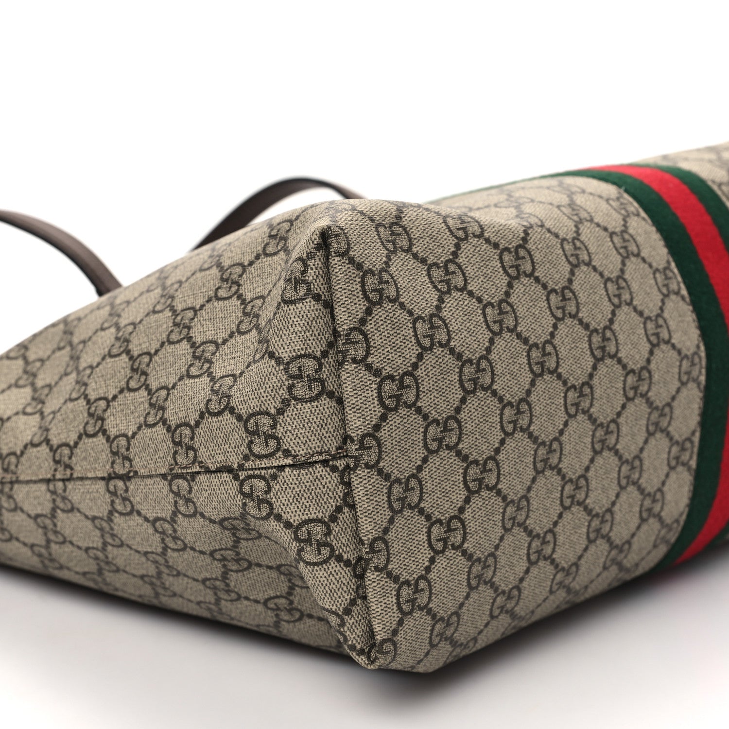 Gucci GG Supreme Monogram Textured Calfskin Web Medium Ophidia Shopping Tote Beige Ebony New Acero 10 of 10