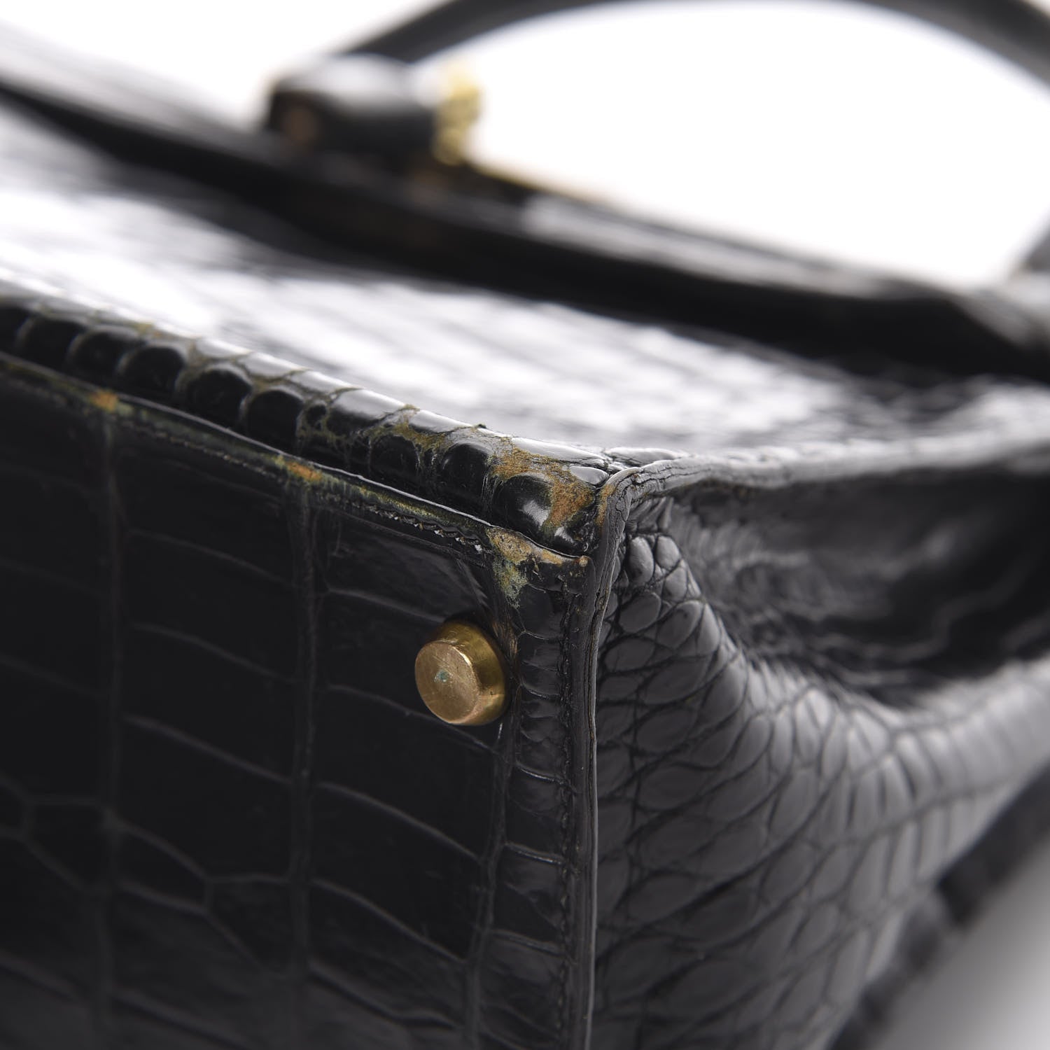 Hermes Shiny Porosus Crocodile Kelly Sellier 32 Black 37 of 50