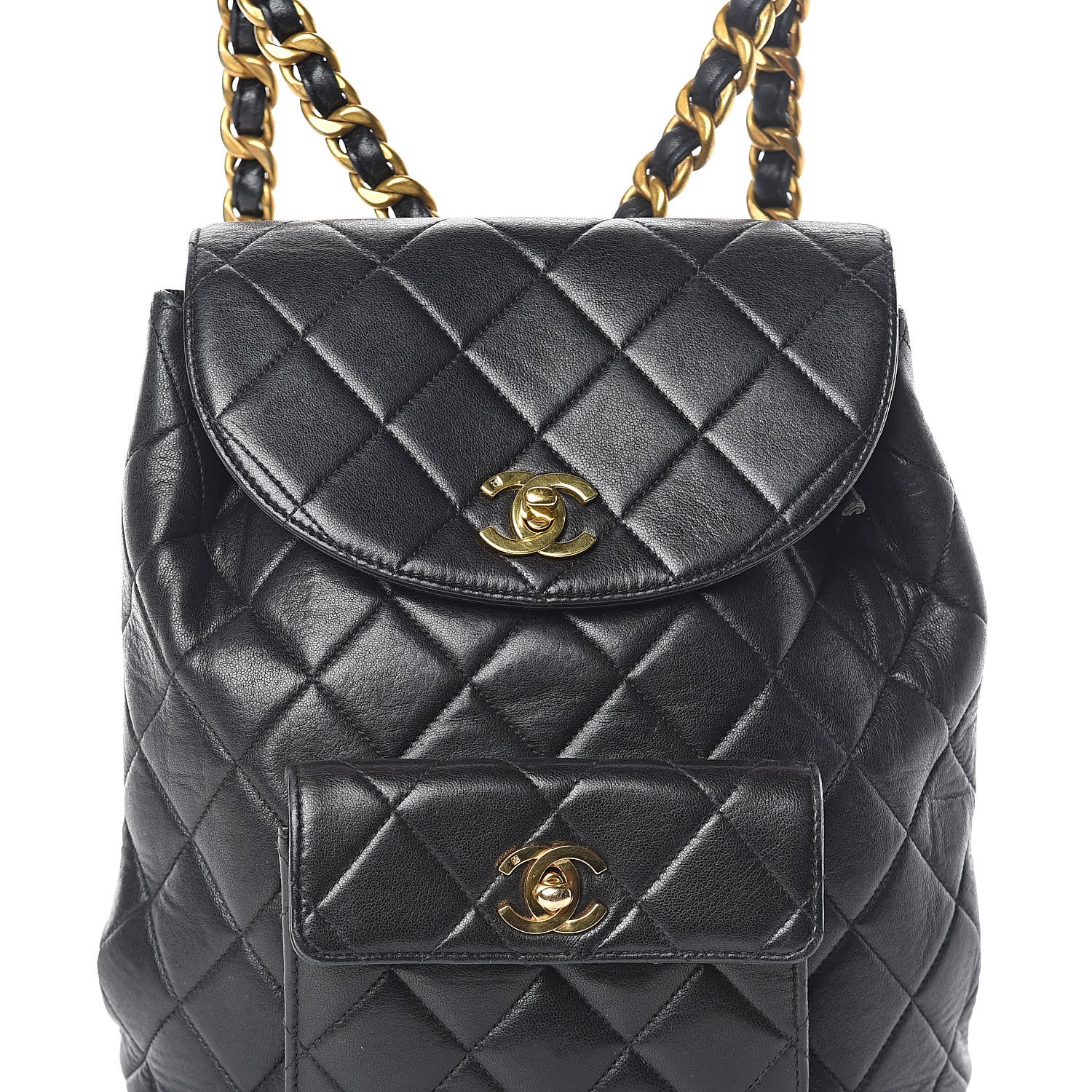Chanel Lambskin Quilted Drawstring Backpack Black 8 of 10