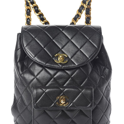 Chanel Lambskin Quilted Drawstring Backpack Black 8 of 10