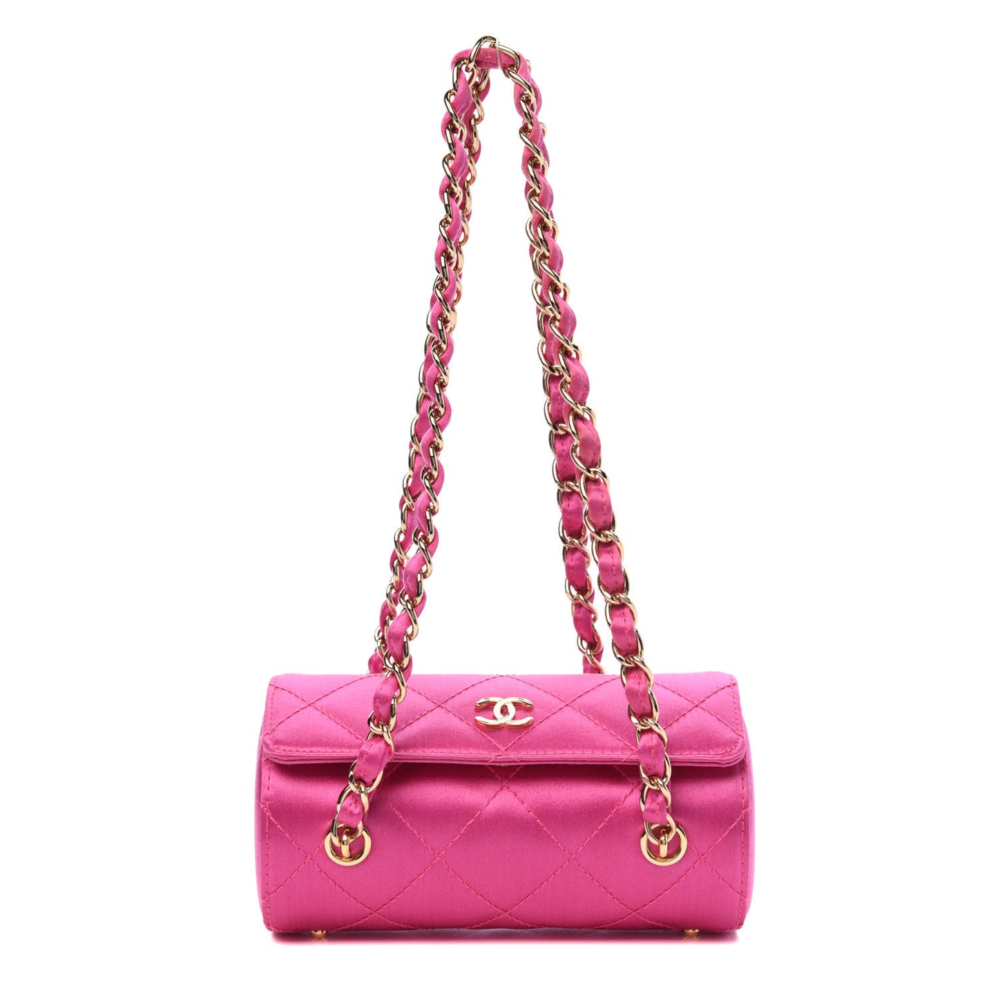 Satin Quilted Evening Bag Fuchsia
