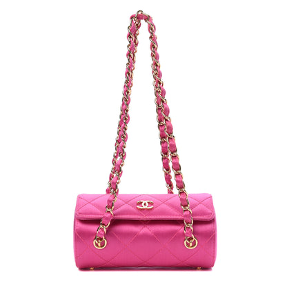 Chanel Satin Quilted Evening Bag Fuchsia 1 of 12