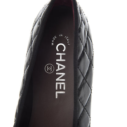 Chanel Aged Calfskin Quilted Cap Toe Ballerina Flats 40.5 Black 6 of 8