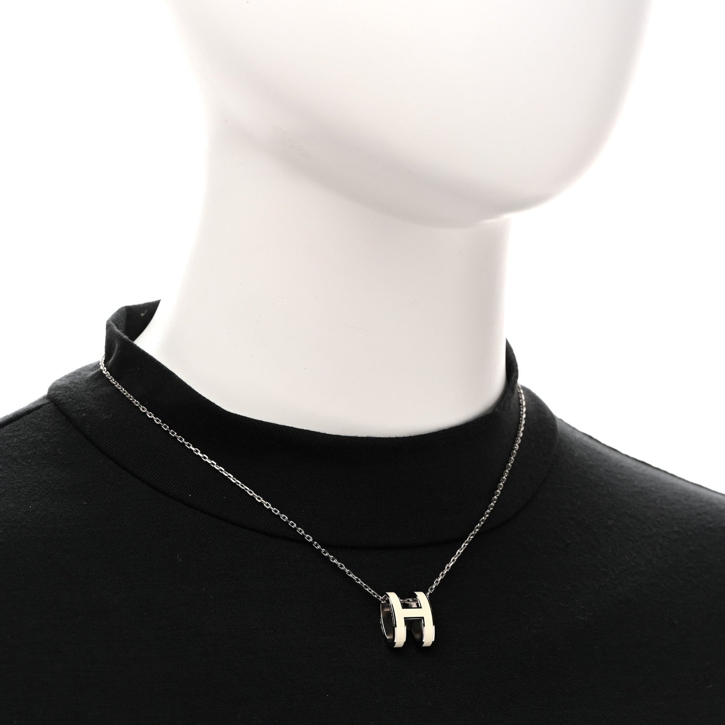 Lacquered Palladium Pop H Pendant Necklace White