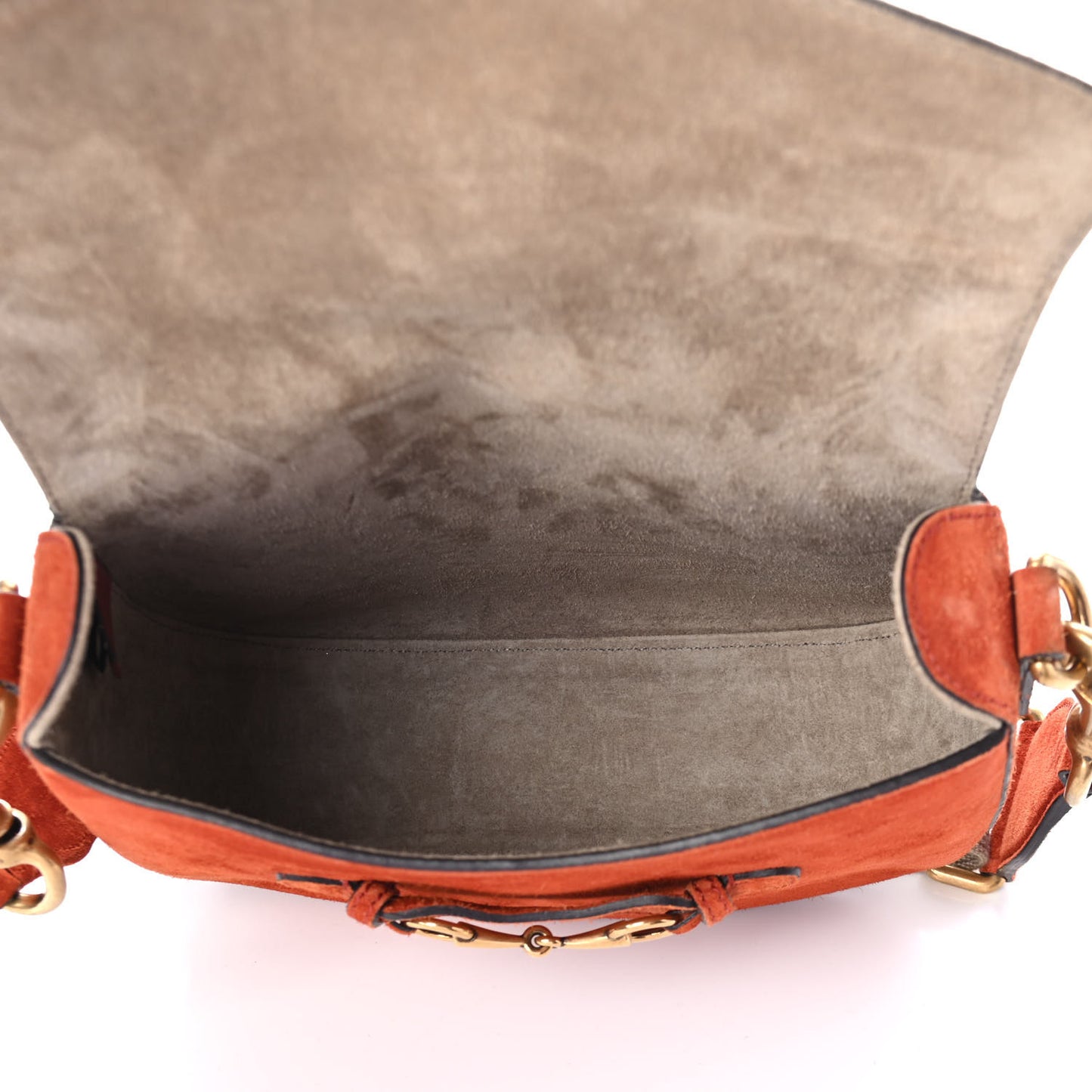 Suede Medium Lady Web Shoulder Bag Orange