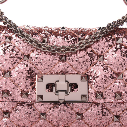 Valentino Garavani Glitter Mini Rockstud Spike Shoulder Bag Antique Pink 9 of 9