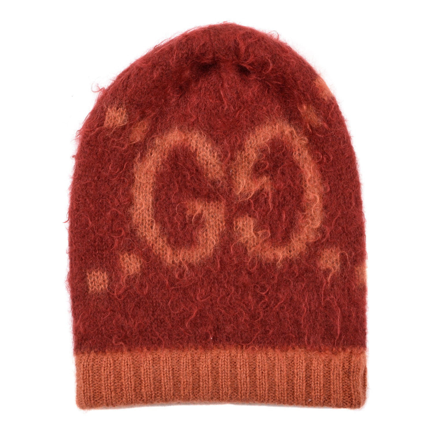 Gucci Mohair Monogram Jumbo GG Brushat Beanie Hat Lacquer Orange 2 of 4
