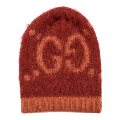 Gucci Mohair Monogram Jumbo GG Brushat Beanie Hat Lacquer Orange 2 of 4