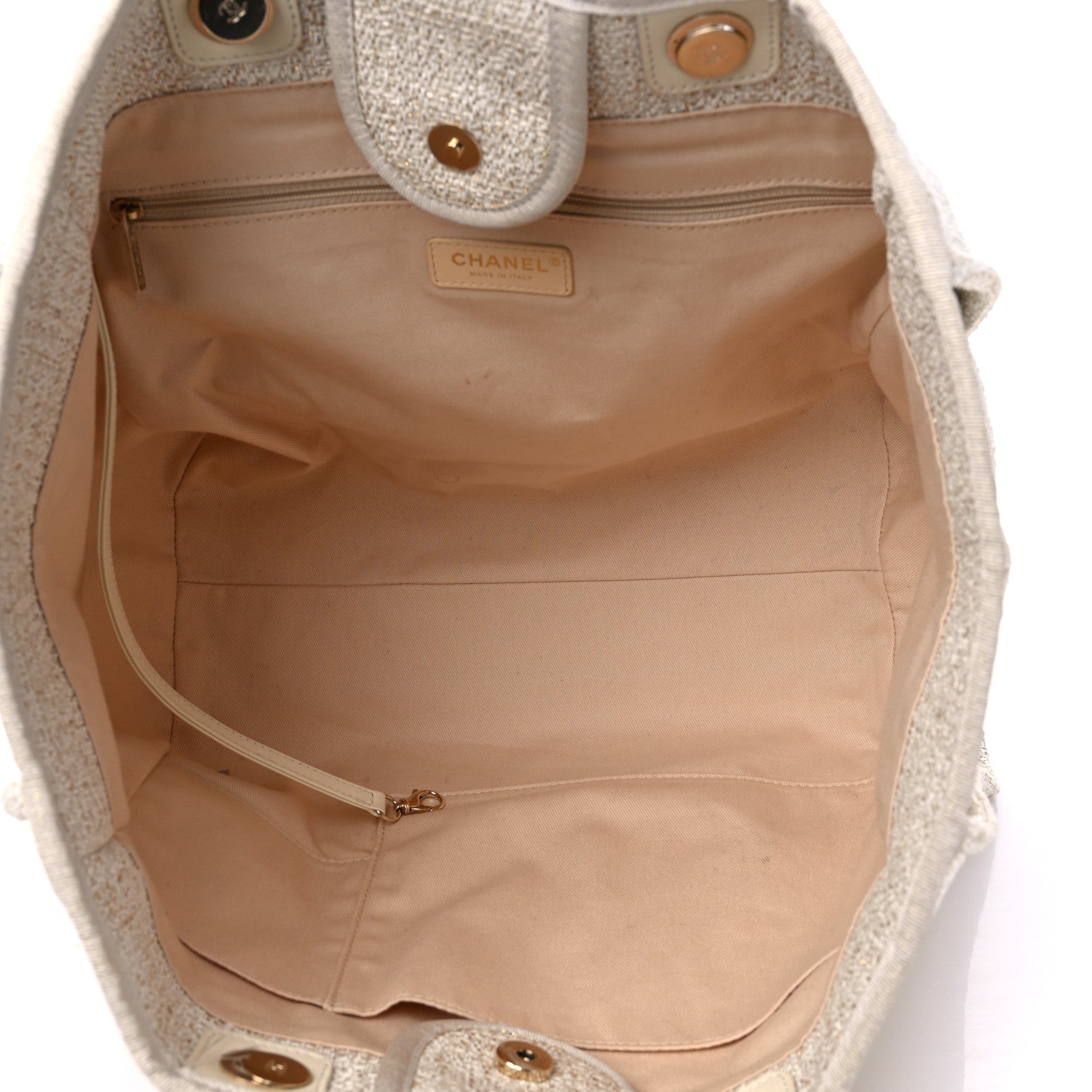 Chanel Mixed Fibers Calfskin Medium Deauville Tote Light Beige 5 of 17