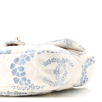 Chanel Printed Denim Coco Beach Quilted Small Single Flap Light Blue White 10 of 11