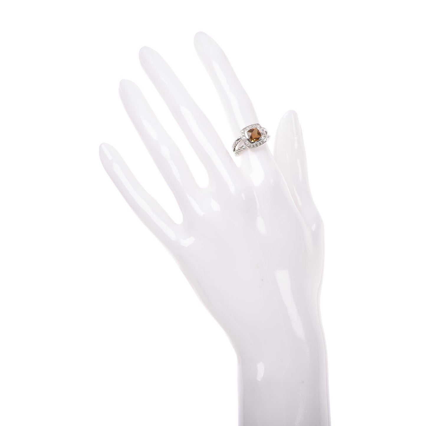 Sterling Silver Diamond Citrine 7mm Petite Albion Ring 49 5