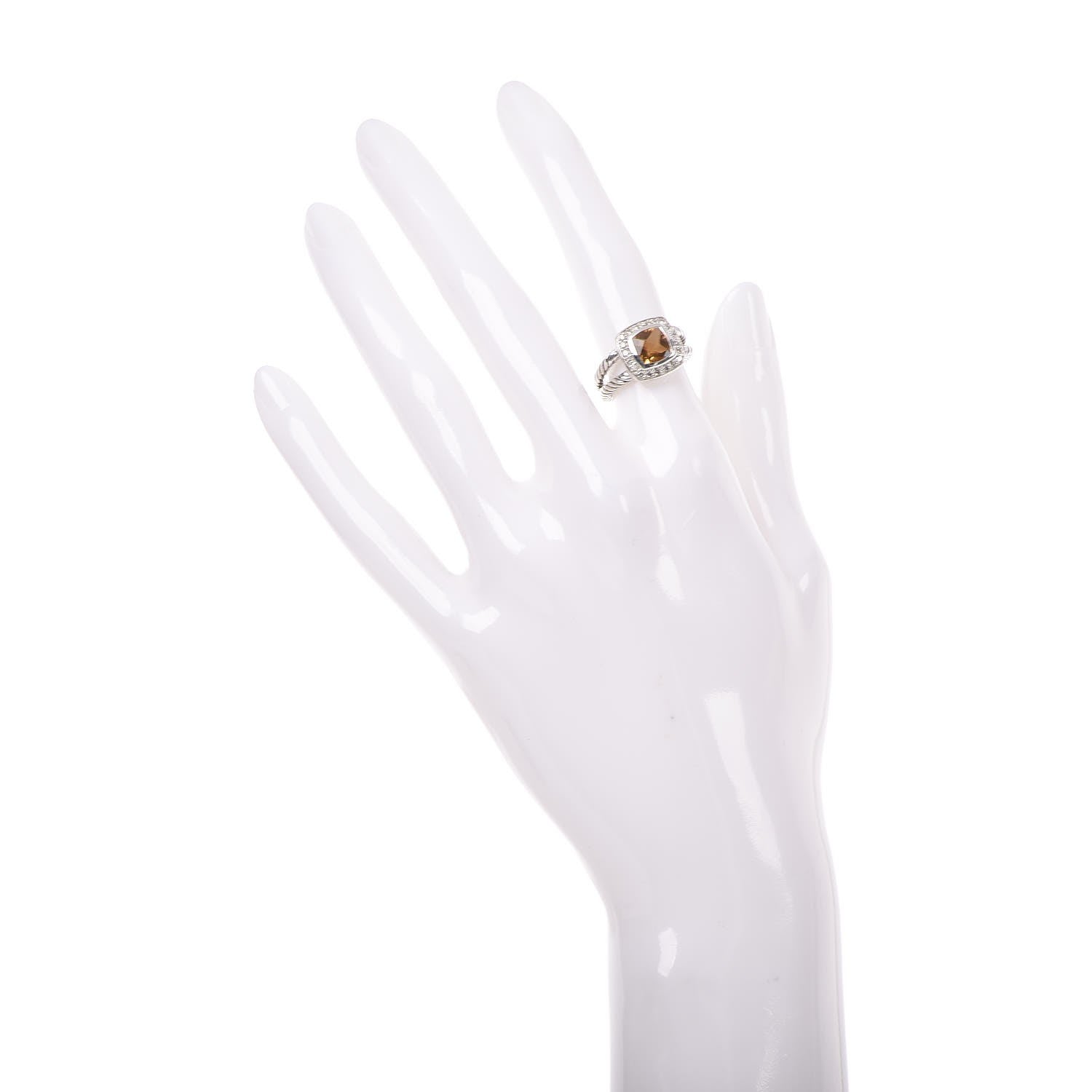 David Yurman Sterling Silver Diamond Citrine 7mm Petite Albion Ring 49 5 2 of 5