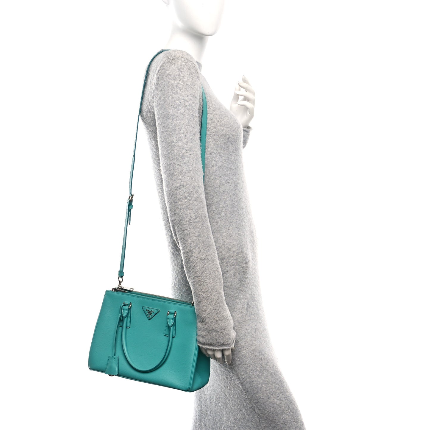 Saffiano Lux Galleria Small Double Zip Tote Turchese