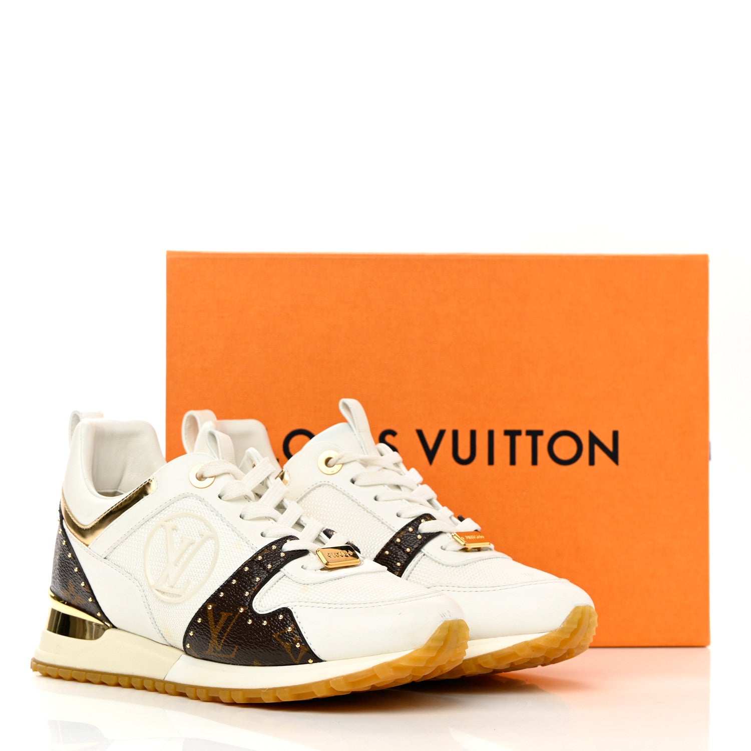 Louis Vuitton Calfskin Monogram Embellished Run Away Sneakers 36 White 14 of 14