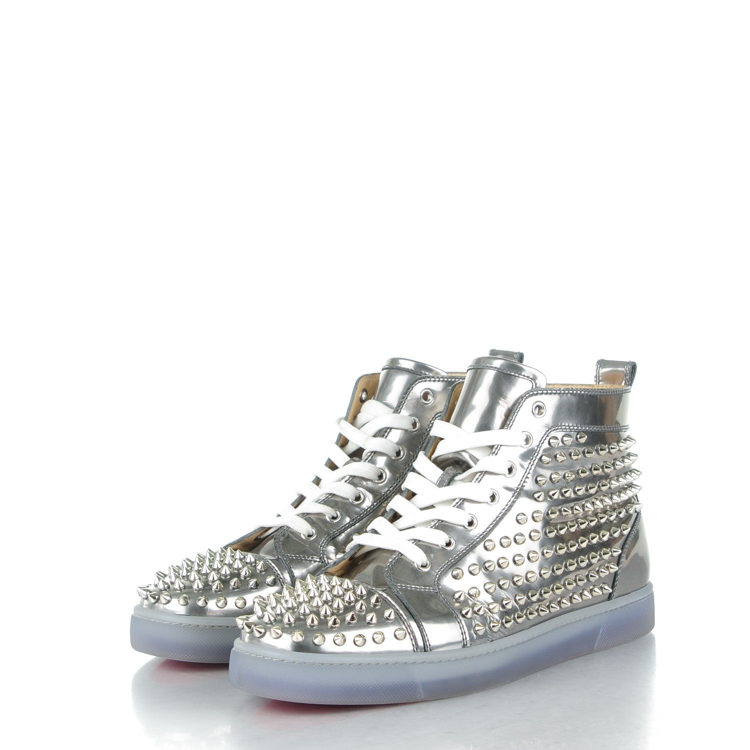 Christian Louboutin Specchio Louis Spikes Flat Mens Sneakers 43 Silver 3 of 8