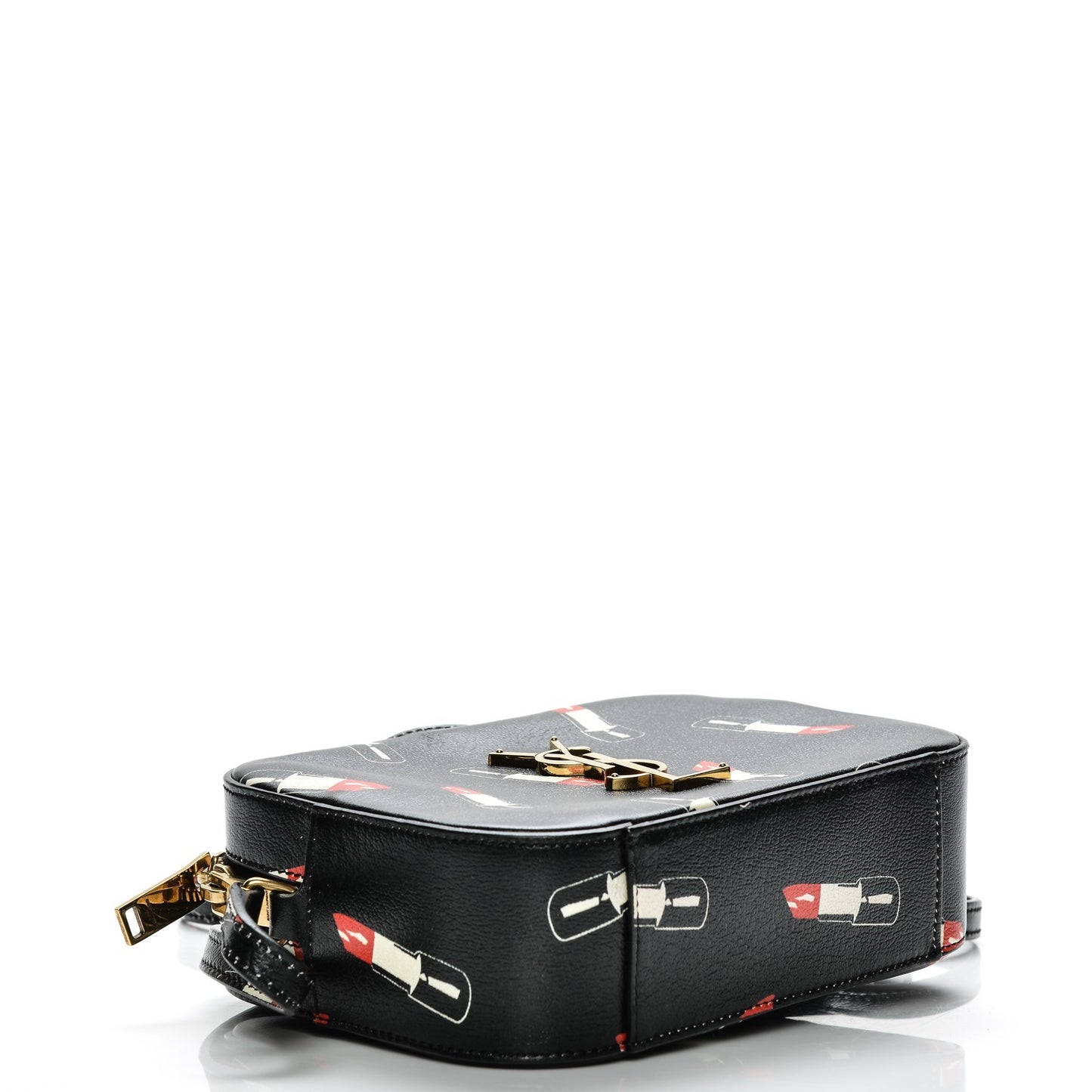 Calfskin Lipstick Print Small Monogram Camera Bag Black