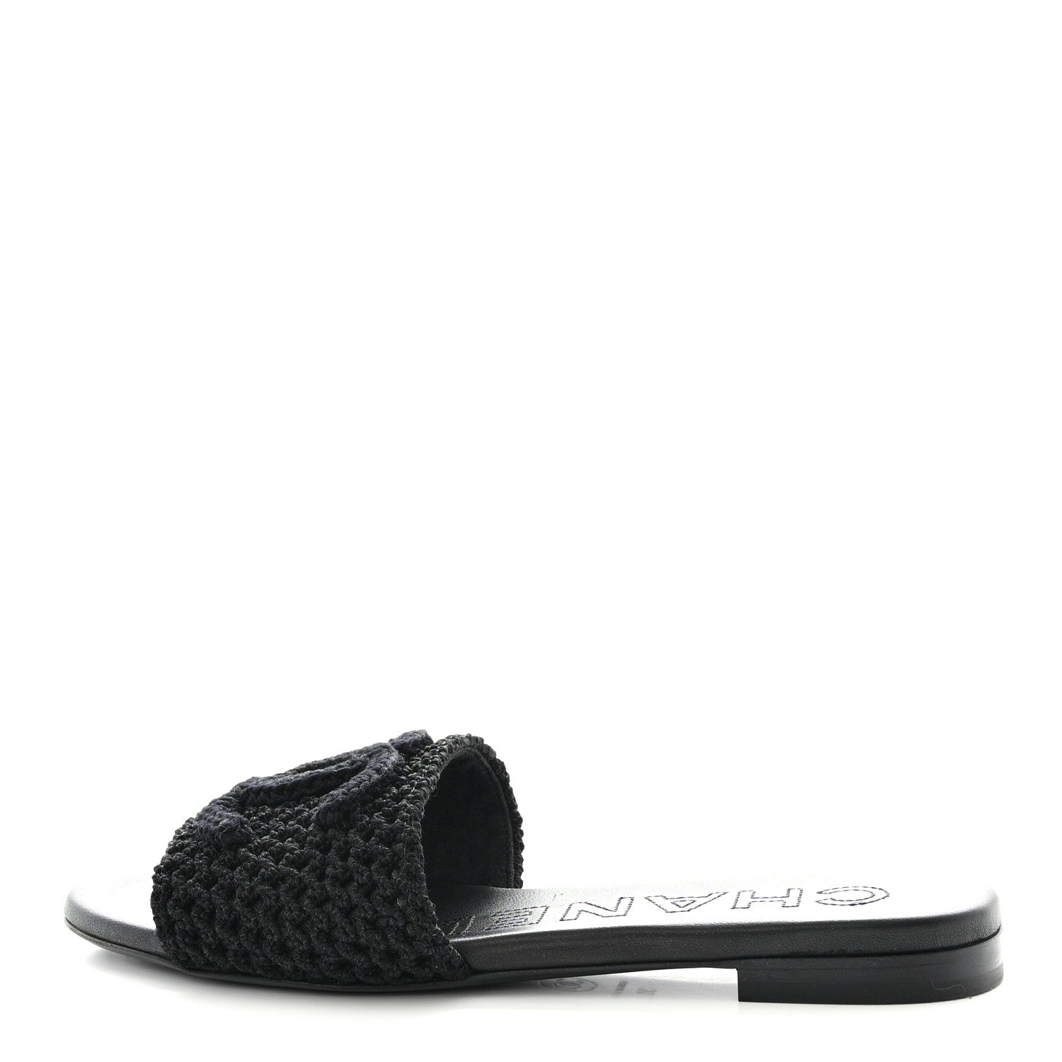 Chanel Crochet CC Mules Sandals 38 Black 1 of 9