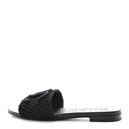Chanel Crochet CC Mules Sandals 38 Black 1 of 9