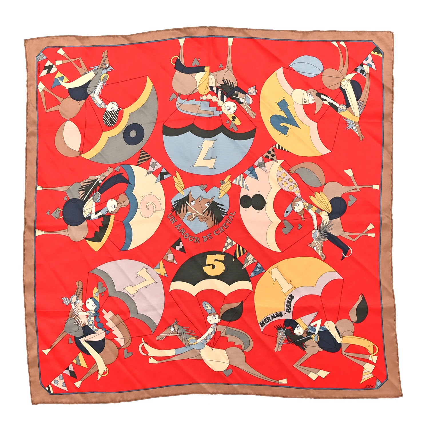 Hermes Silk Vintage Un Amour de Cheval Scarf 65 1 of 6