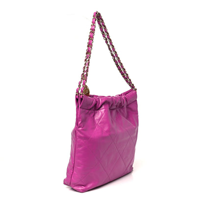 Chanel Shiny Calfskin Quilted Small Chanel 22 Fuchsia 4 of 11