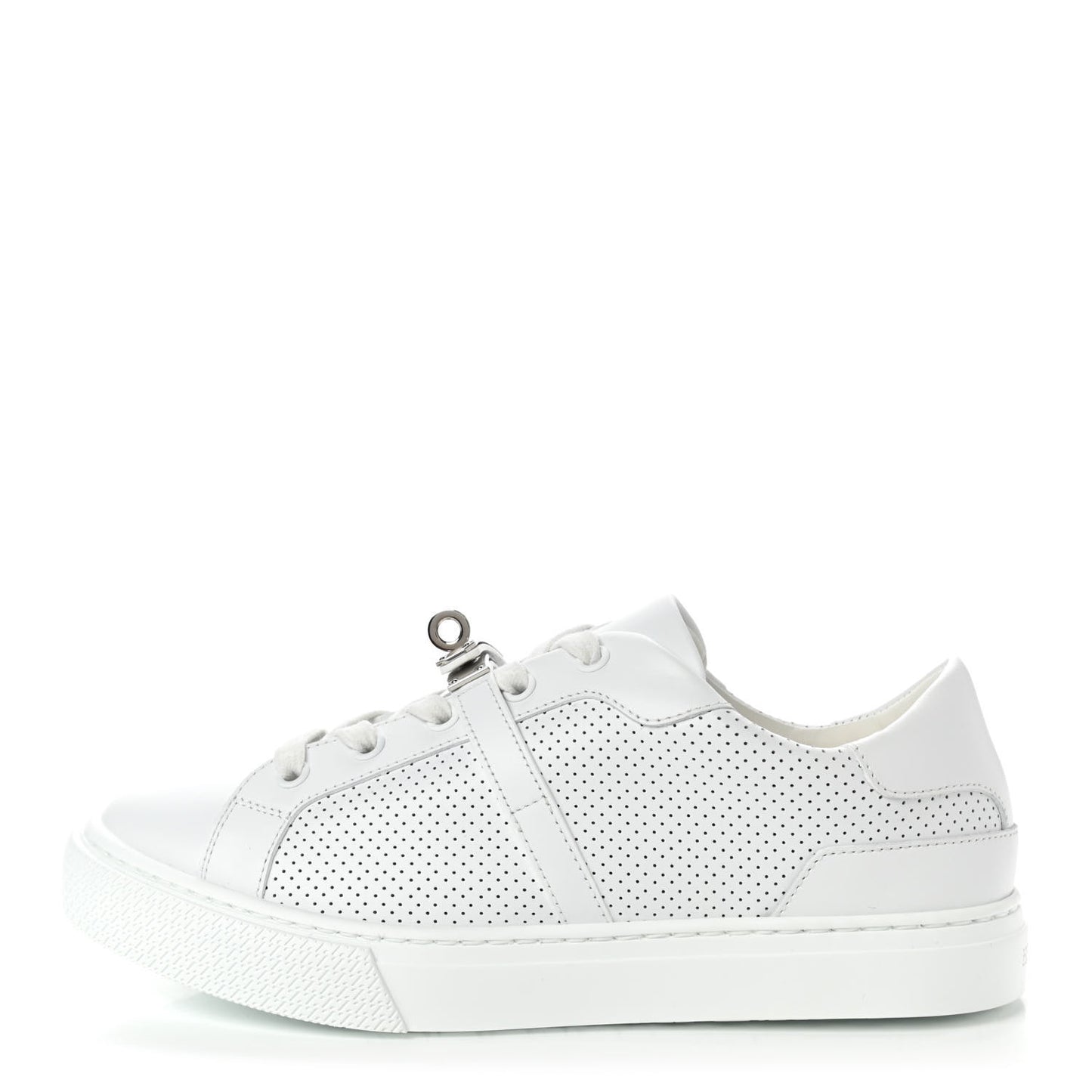 Calfskin Perforated Day Sneakers 37 White