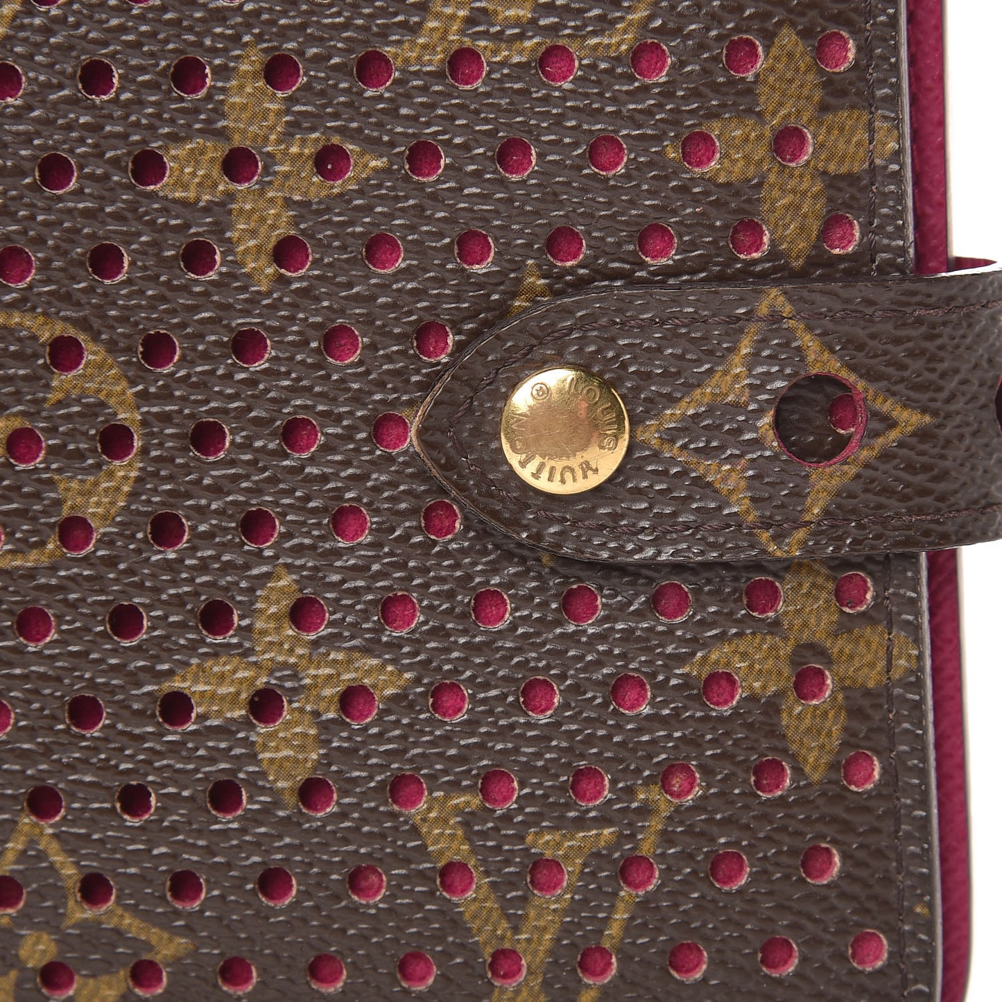 Monogram Perforated Compact Zipped Wallet Fuchsia