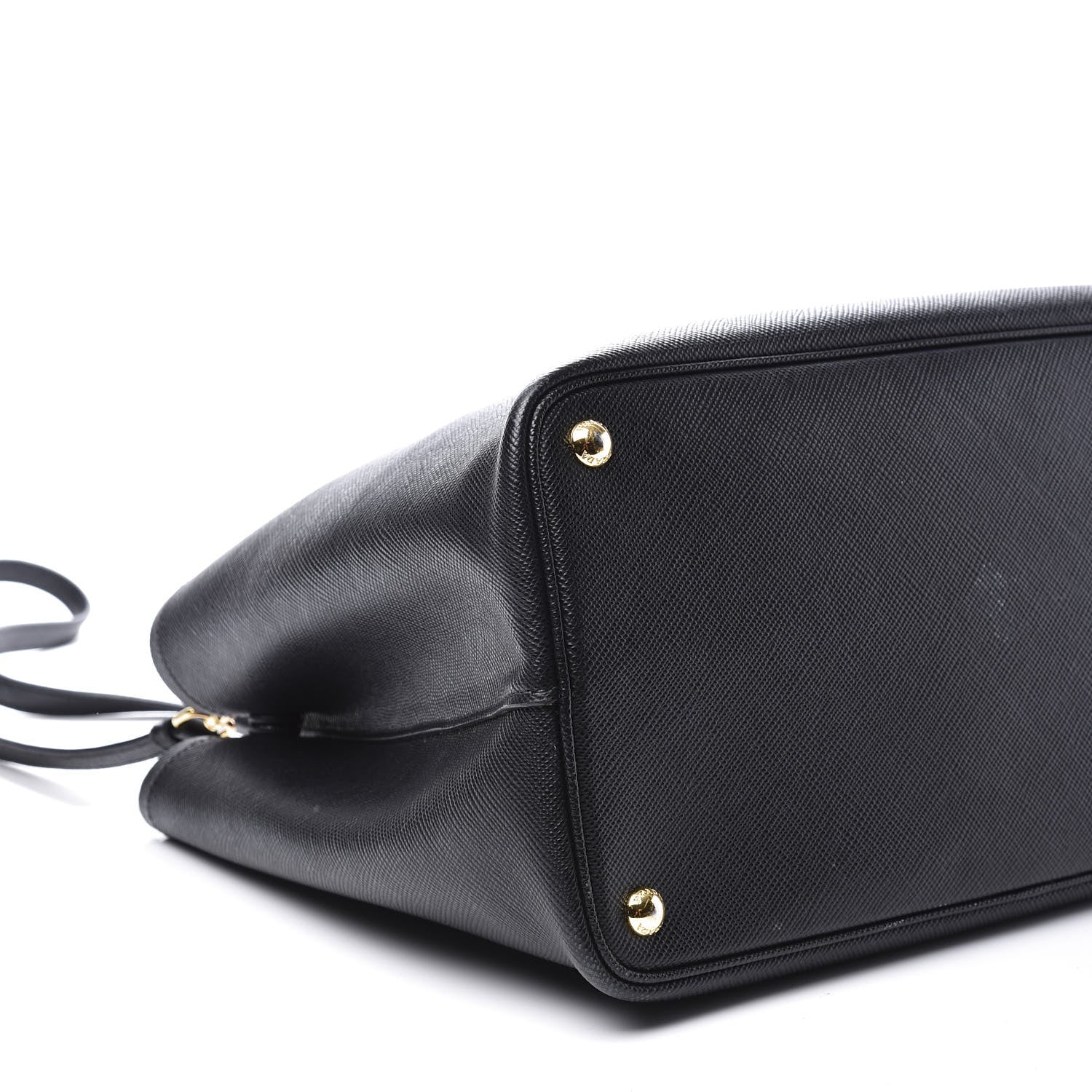 Prada Saffiano Cuir Large Double Bag Black Fuoco 5 of 10