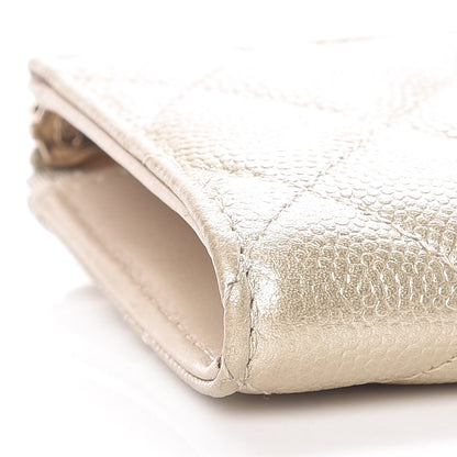 Chanel Metallic Caviar Quilted Key Holder Case Light Gold 5 of 10