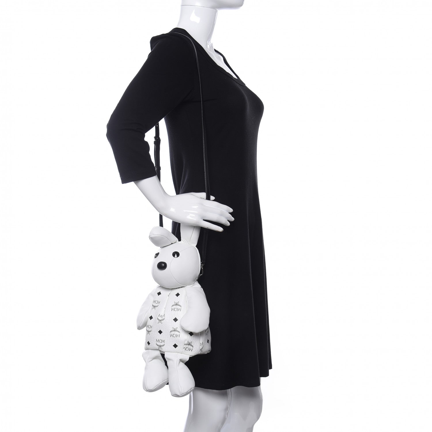 MCM Calfskin Visetos Bear Zoo Doll Backpack White 2 of 9