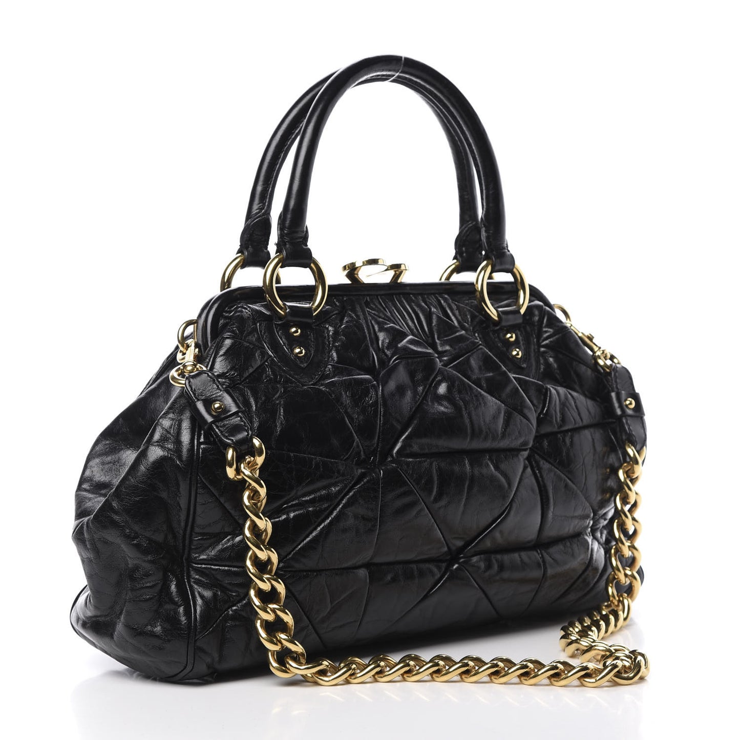 Calfskin Quilted Stam Black